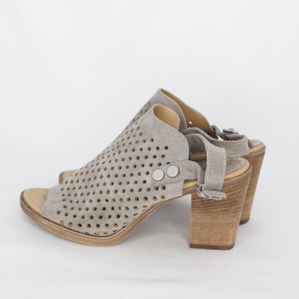 Barbara Barbieri Suede Chunky-Heel Slingback Sandals, Size 7.5